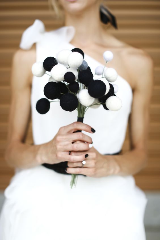 felt pom pom bouquet the knot